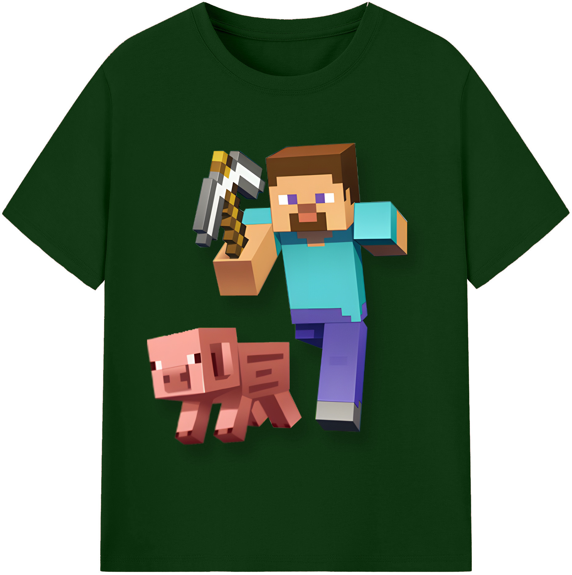 （画像用） マインクラフト ブロックの世界 Minecraft MC Block world 綿100％半袖Tシャツ（フロントプリント）
